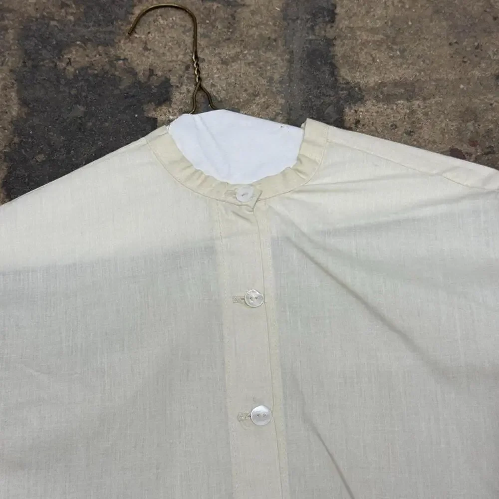 White 50s does 1800s Vintage Cotton HighNeck Victorian Style Film Costume Blouse - Picture 4 of 8